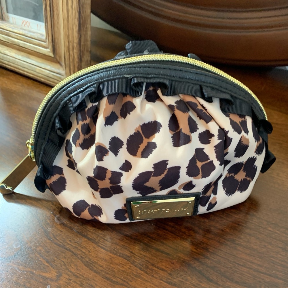 Betsy Johnson Leopard Print Cosmetic Bag